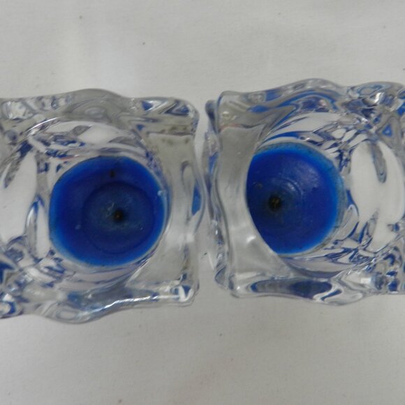 Partylite Ice Cube Candle Holders Clear Glass Square Votive Tea Light Set 2 Vtg - Picture 4 of 10